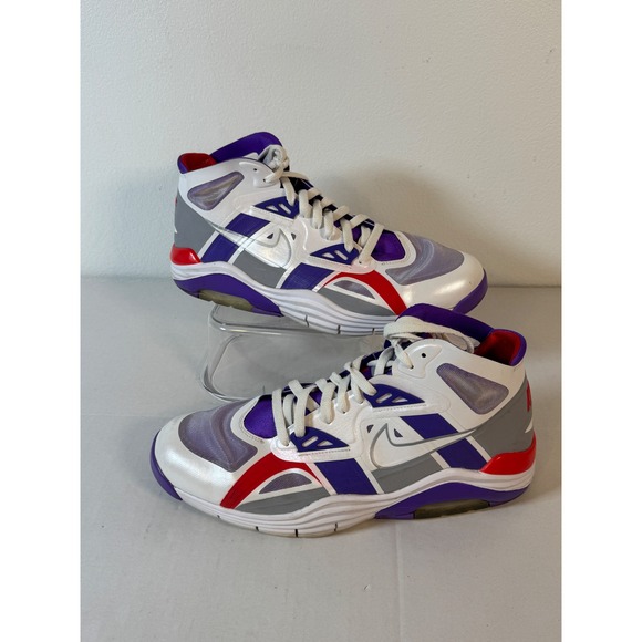 Vintage Nike Air Zoom Mens Huarache 2K4 High Top Basketball Shoes White‎ Purple main image 4